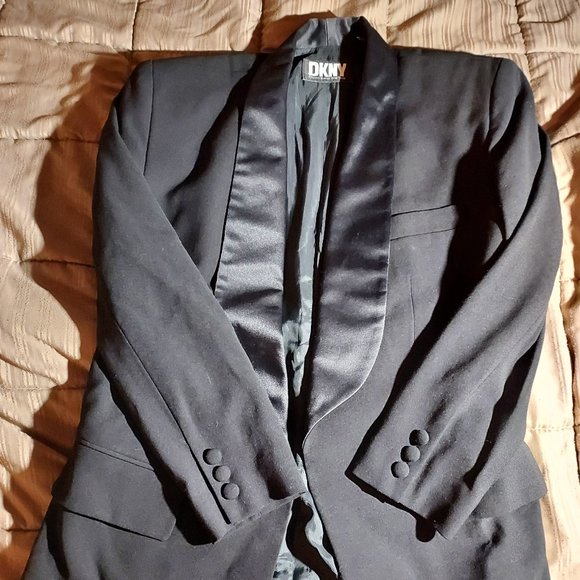 VINTAGE DONNA KARAN DKNY WOMEN'S BLACK TUXEDO JACKET SIZE 4 EVENING HOLIDAYS! - Picture 1 of 5